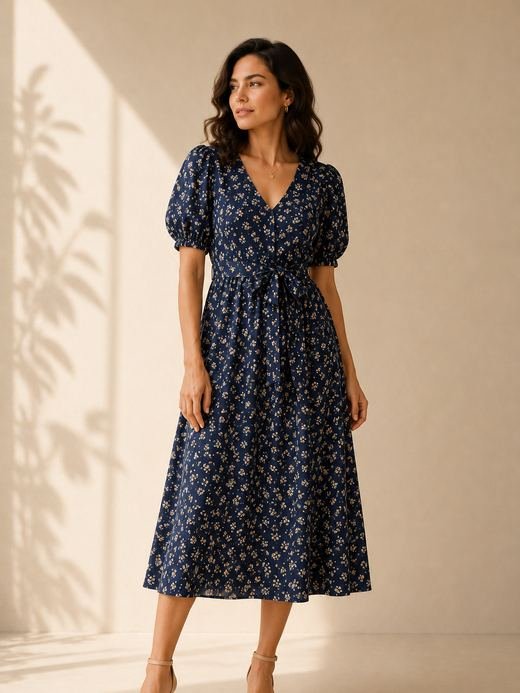 Vestido midi floreado