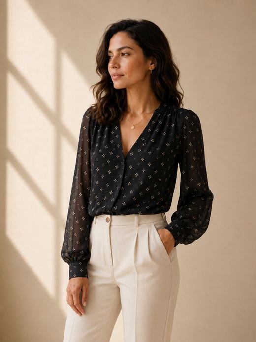 Blusa de gasa estampada
