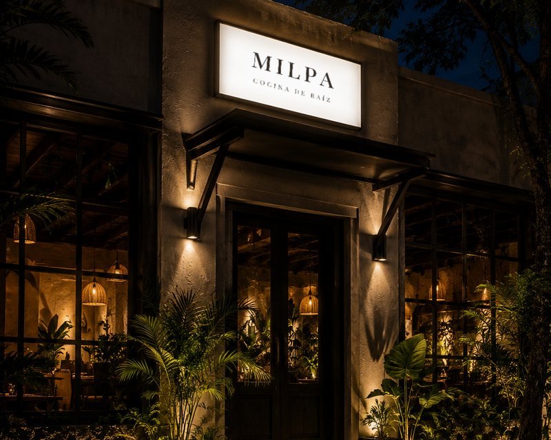 Fachada de noche